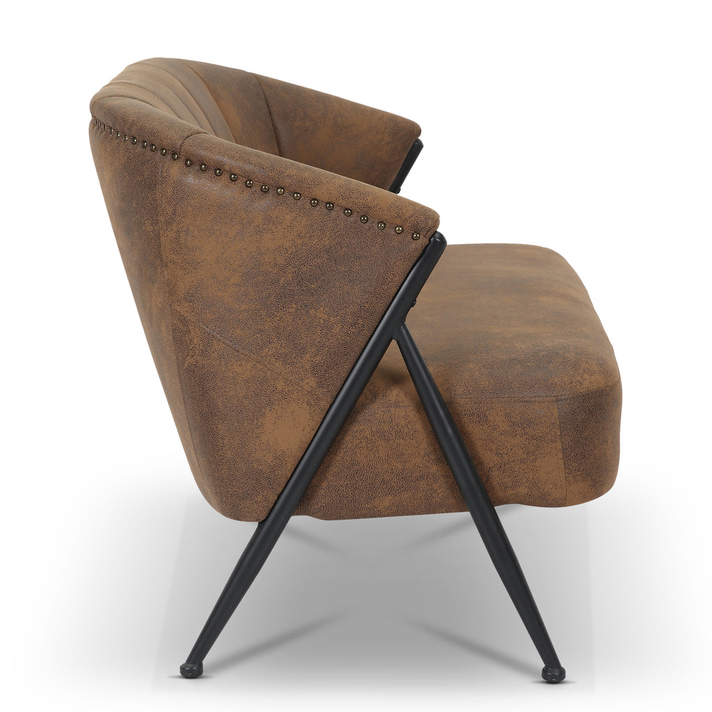 Leather Air Suede Brown Viviana 2 Seat Accent Chair