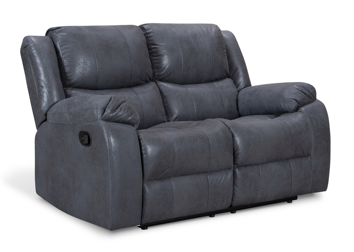 Leather Air Suede Grey Naples 2 Seater Manual Recliner Sofa