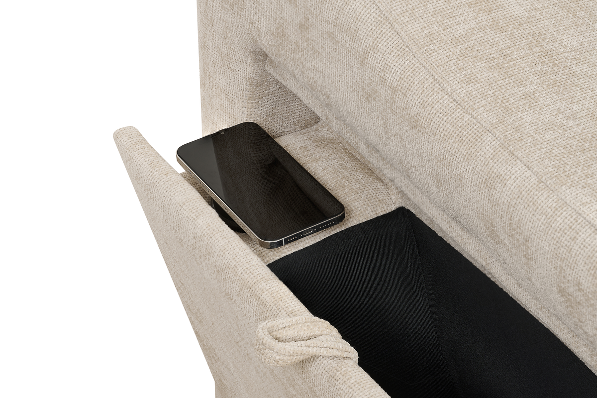 Light Beige Chenille Fabric 2C1 Corner Sofabed with Storage ARTHUR