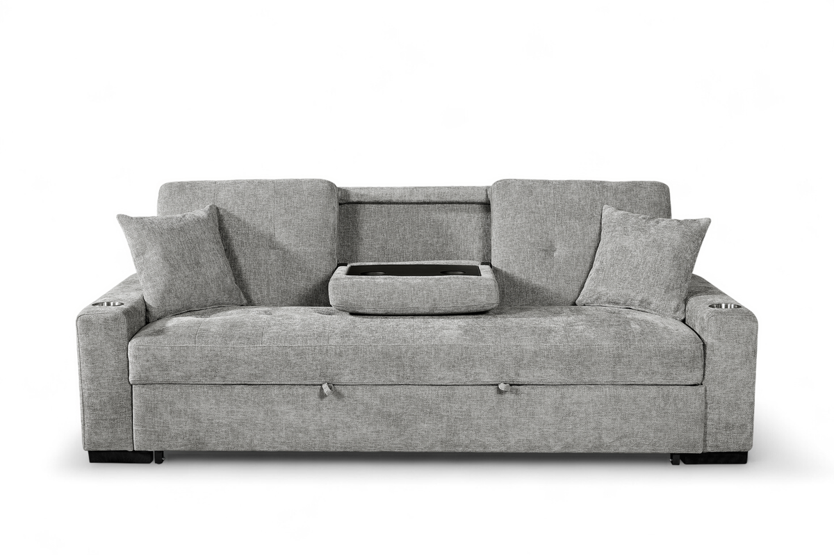 Light Grey Chenille Fabric 3 Seater Sofabed CHARLES