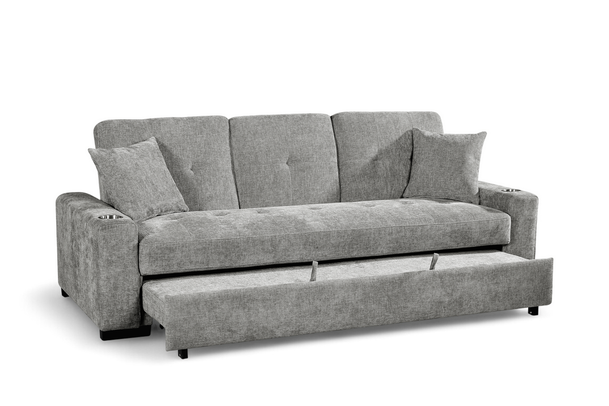 Light Grey Chenille Fabric 3 Seater Sofabed CHARLES