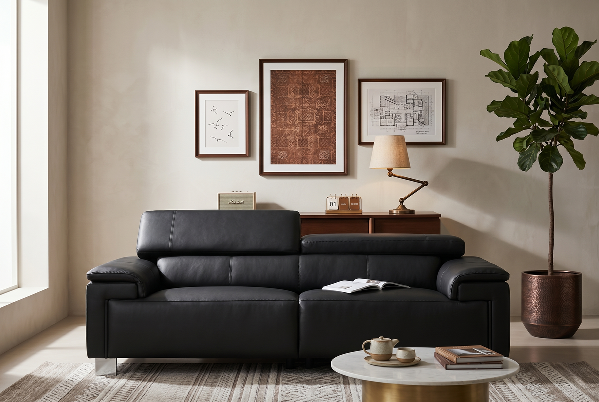Genuine Leather Grey 3 Seater Sofa LIVORNO