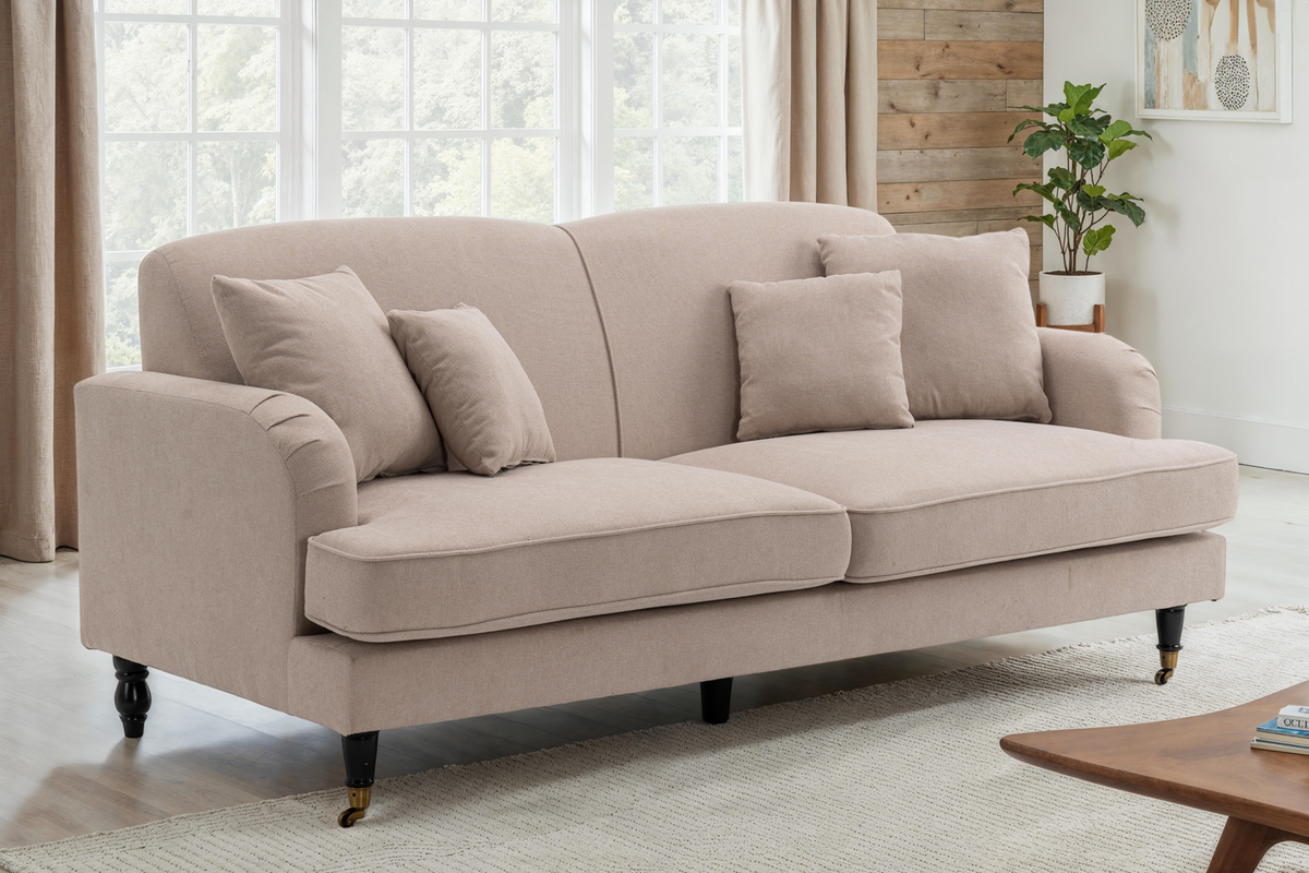 Fabric Beige 3 Seater Sofa ASHTON
