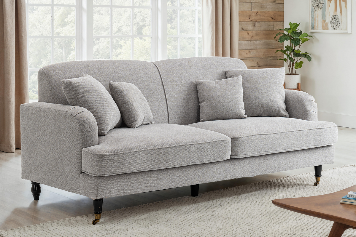 Fabric Light Grey 3 Seater Sofa ASHTON
