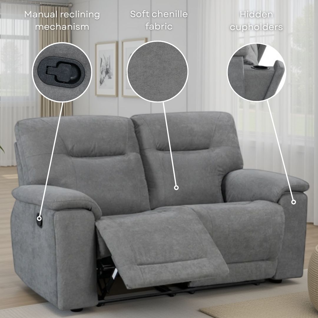 Grey Fabric Manual Recliner Chair MURCIA