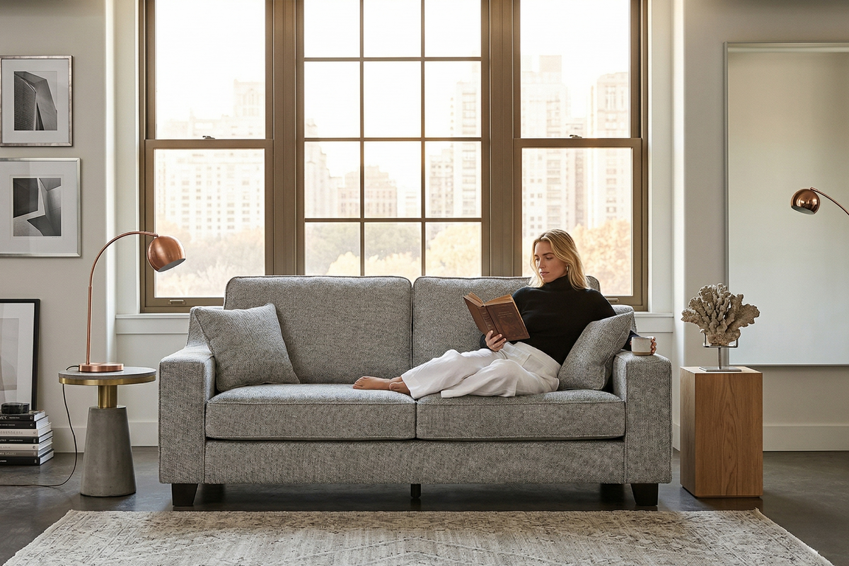 Beige Chenille Fabric 2 Seater Sofa NATHAN