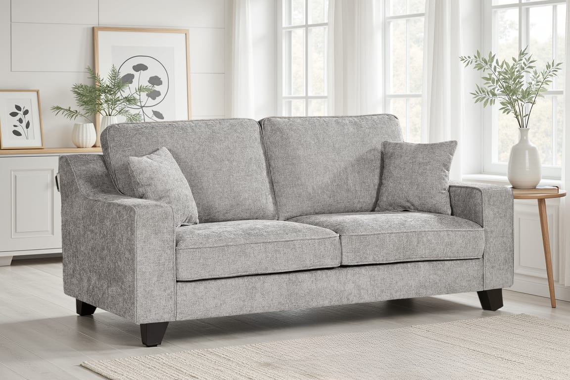 Grey Chenille Fabric 2 Seater Sofa NATHAN