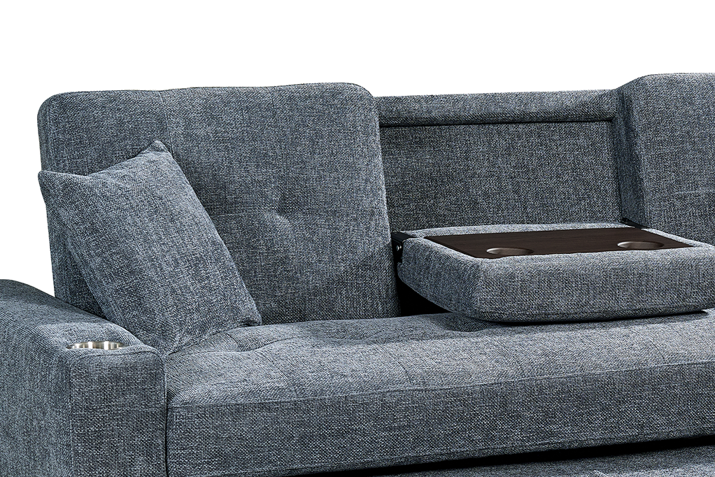 Pale Blue Chenille Fabric 3 Seater Sofabed CHARLES