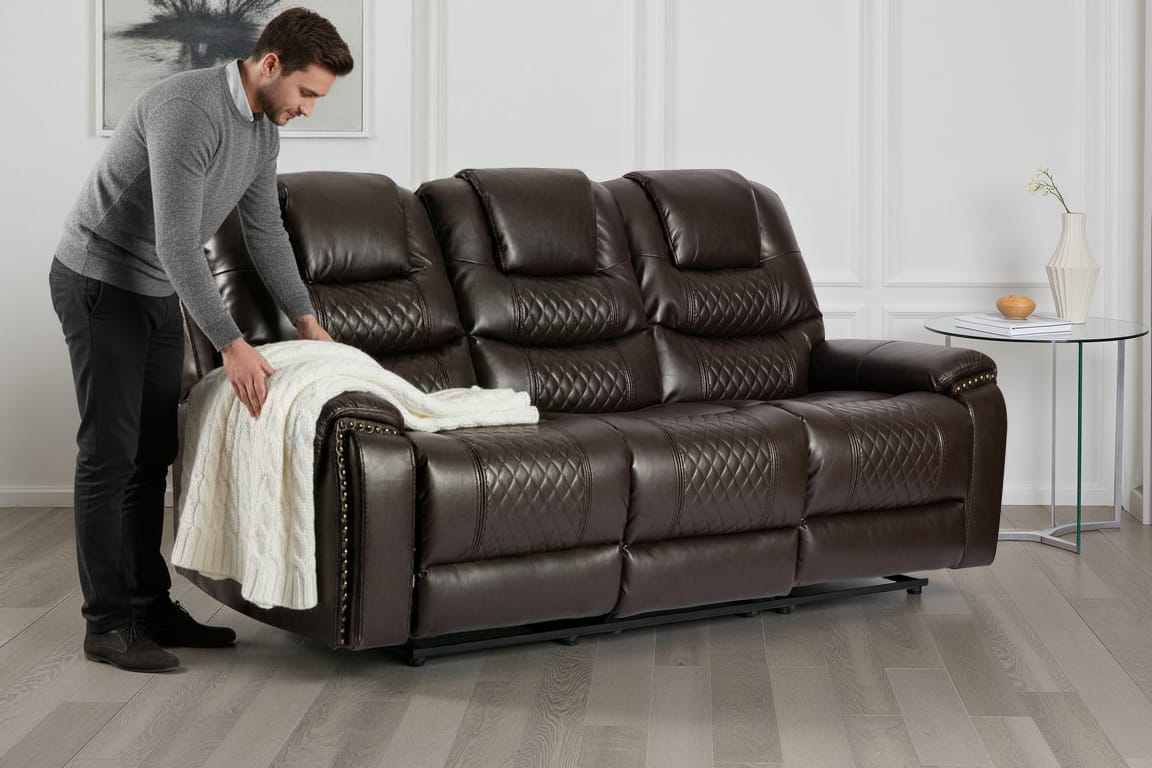 Faux Leather Black 3 + 1 Seater Manual Recliner Sofa Set RAVENNA