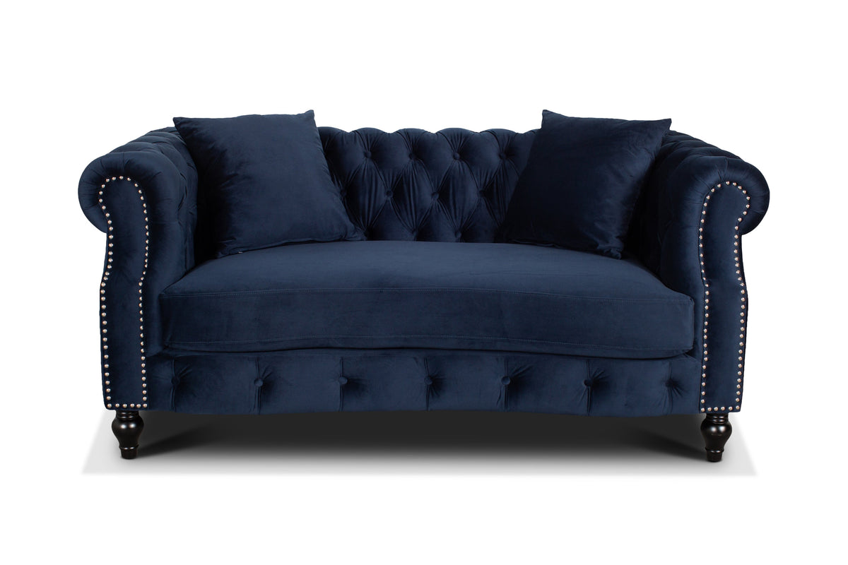 Velvet Navy Blue 2 Seater Chesterfield Sofa RICHMOND