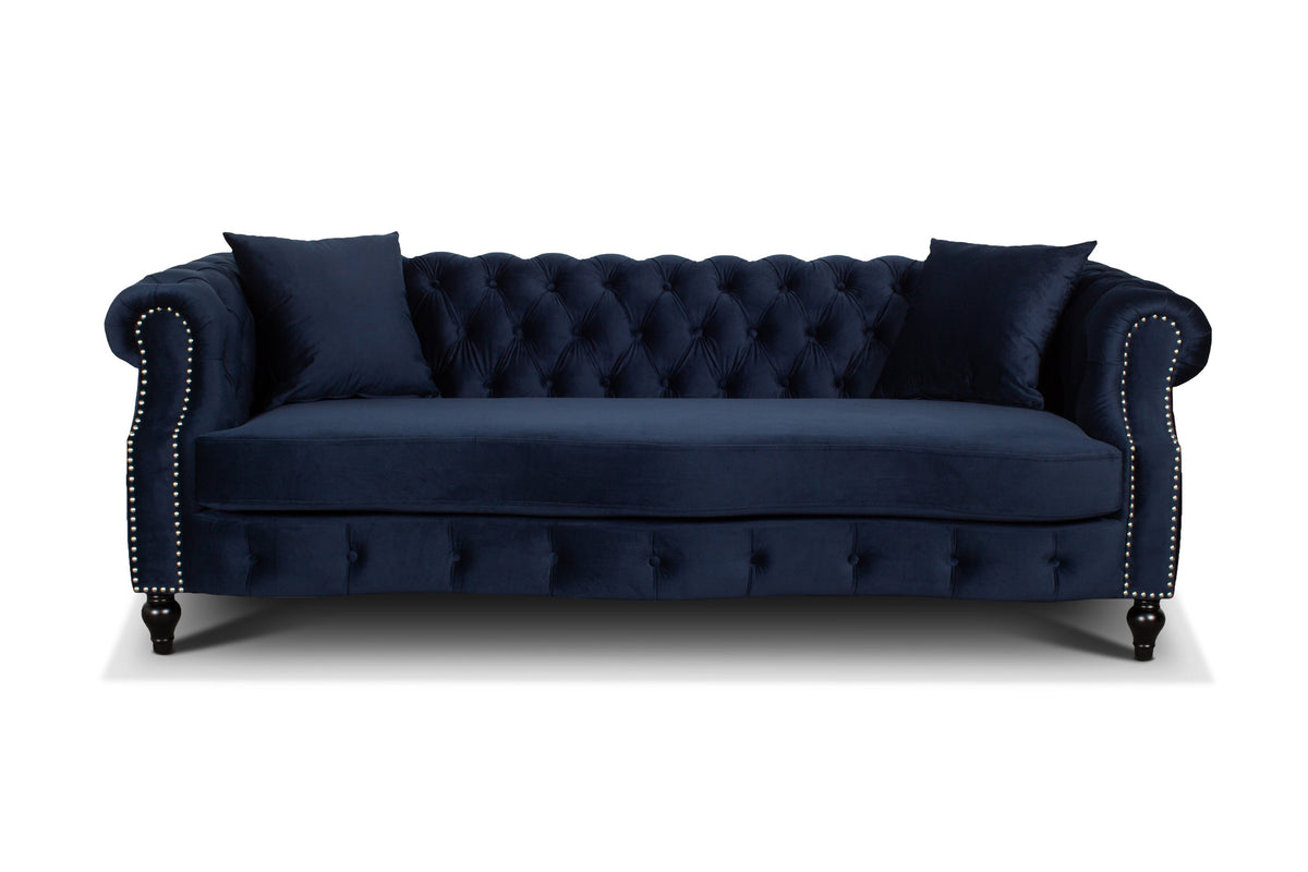 Velvet Navy Blue 3 Seater Chesterfield Sofa RICHMOND
