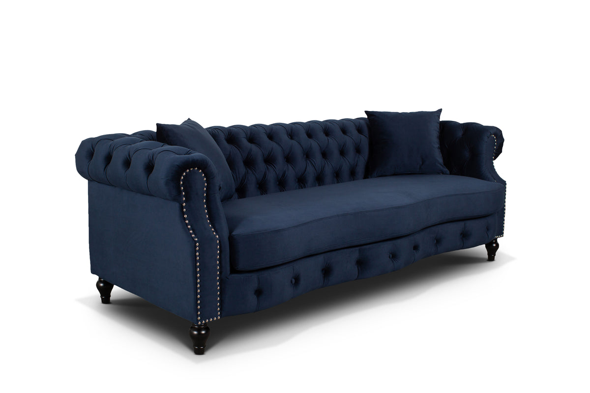 Velvet Navy Blue 3 + 2 Seater Chesterfield Sofa Set RICHMOND