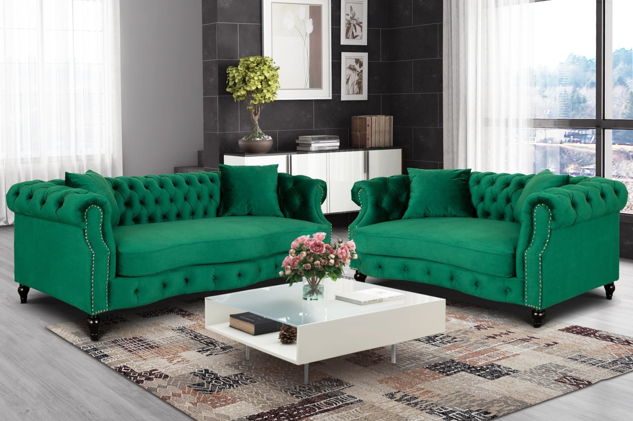 Richmond Emerald Green Velvet Seater Chesterfield – Lovesofas