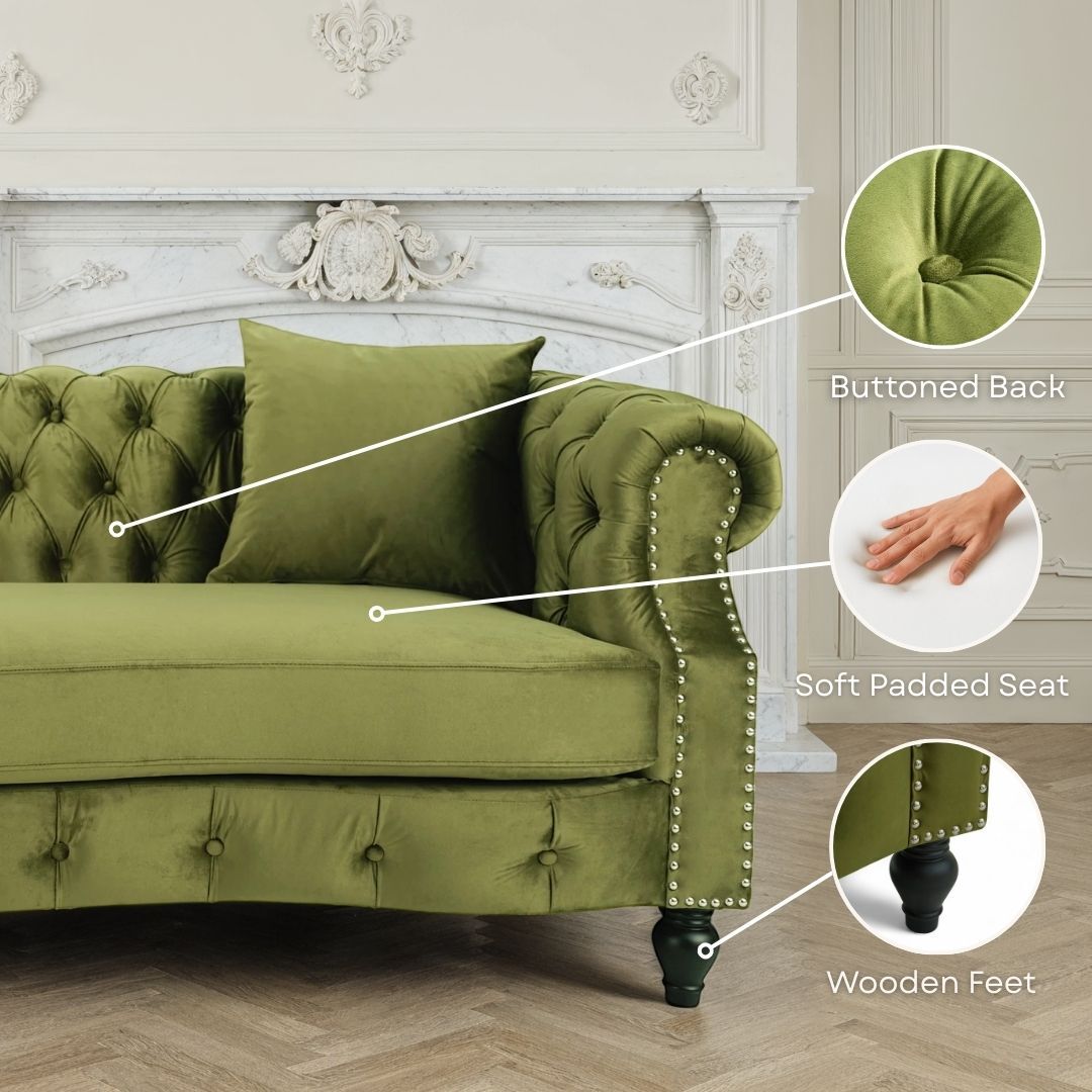 Velvet Navy Blue 3 + 2 Seater Chesterfield Sofa Set RICHMOND