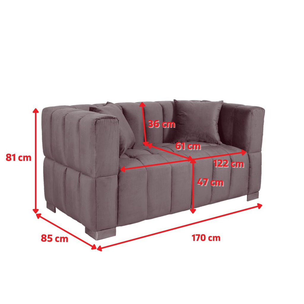 Velvet Blue 3 + 2 Seater Rochford Sofa Set Line Diagram