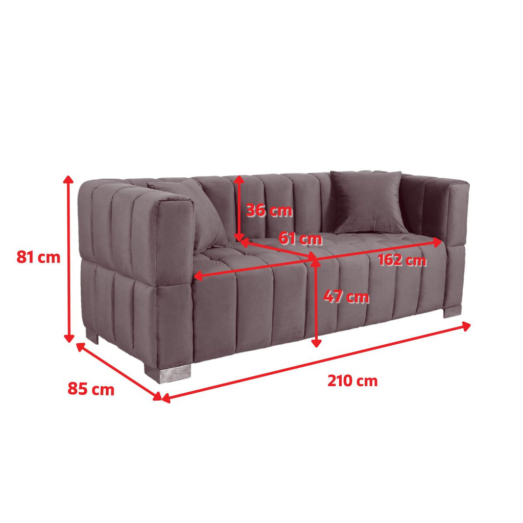 Velvet Blue 3 + 2 Seater Rochford Sofa Set Line Diagram