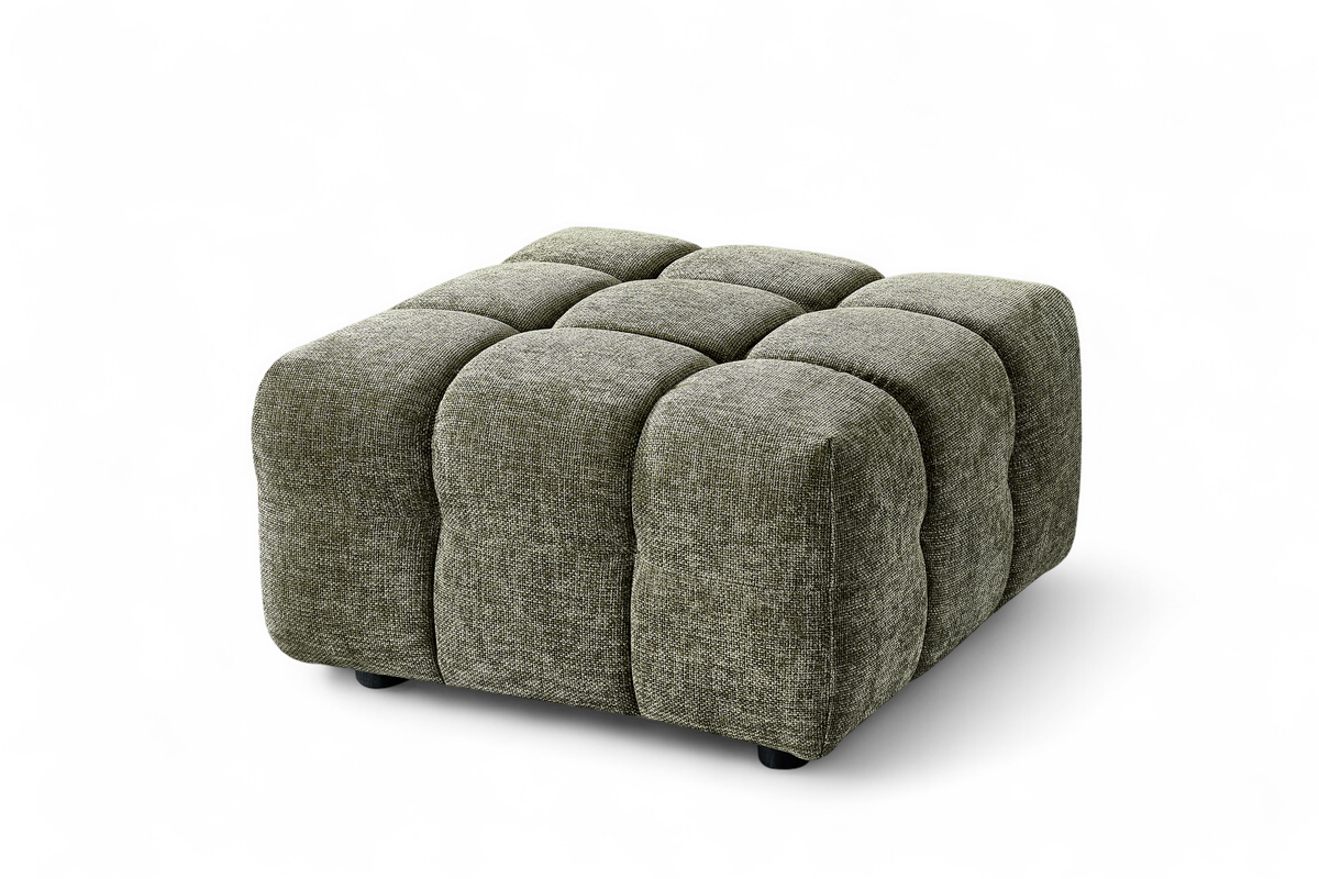 Sage Green Chenille Fabric Left Hand Facing Corner Sofa with Ottoman LUGANO