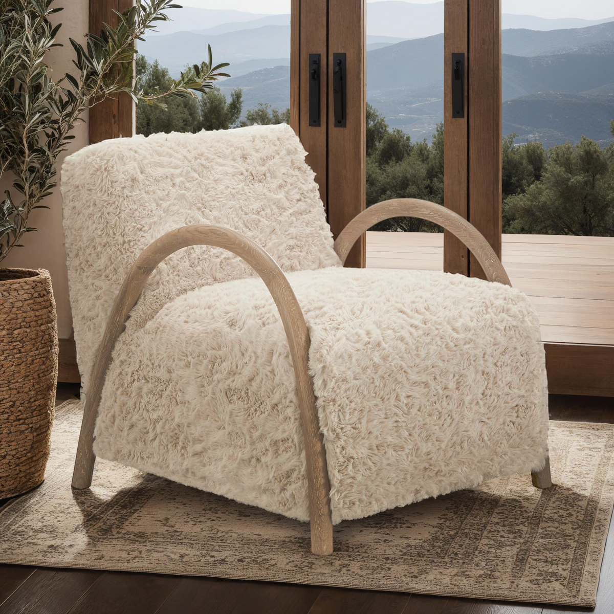 Sheepskin Style Faux Fur Armchair SMUDGE