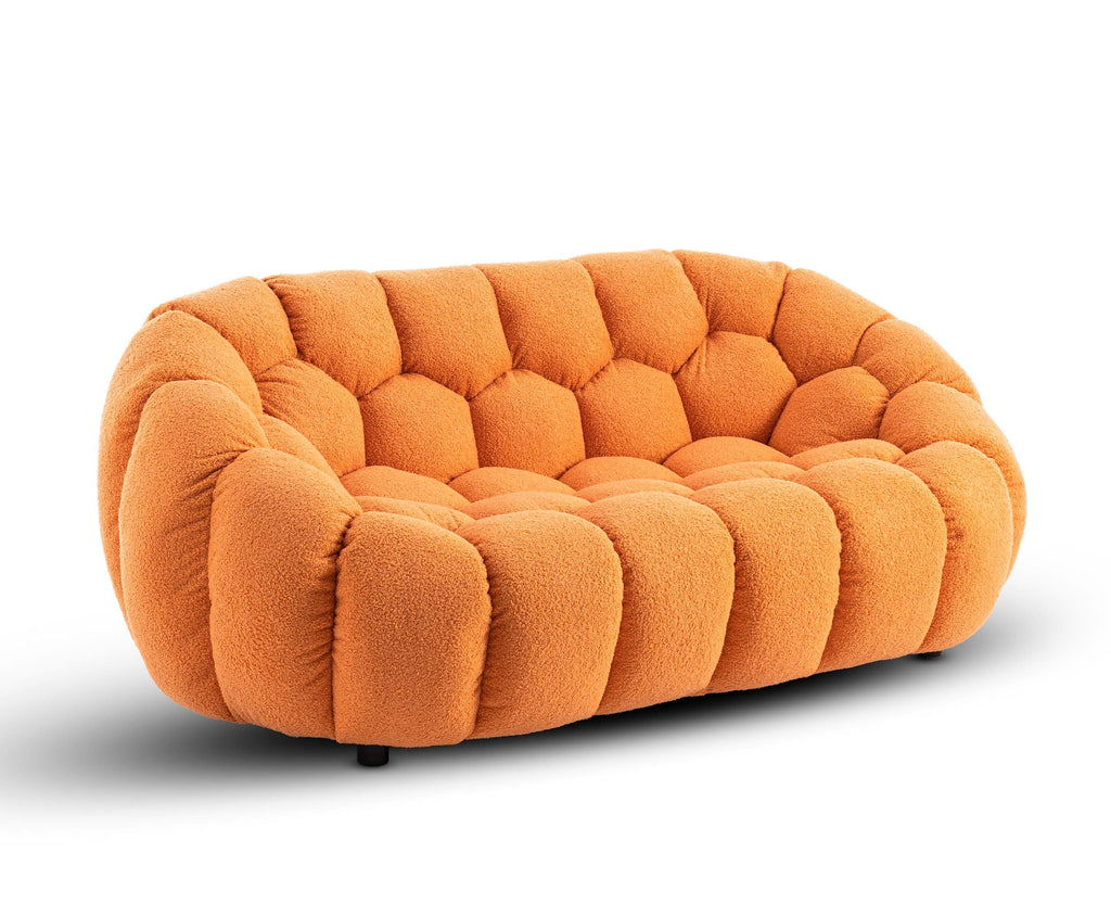 Teddy Boucle Fabric Orange Atrani 2 Seater Sofa