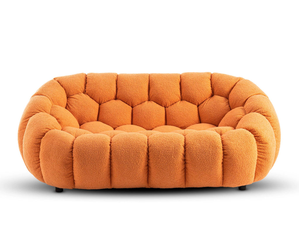 Teddy Boucle Fabric Orange Atrani 2 Seater Sofa