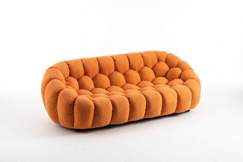 Teddy Boucle Fabric Orange Atrani 3 Seater Sofa