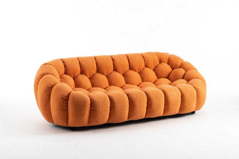 Teddy Boucle Fabric Orange Atrani 3 Seater Sofa