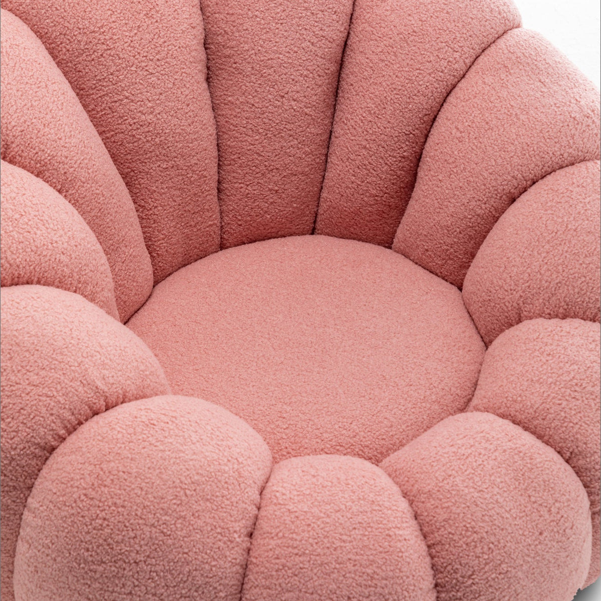 Teddy Boucle Fabric Pink Mirielle 1 Seater Swivel Sofa with Footstool