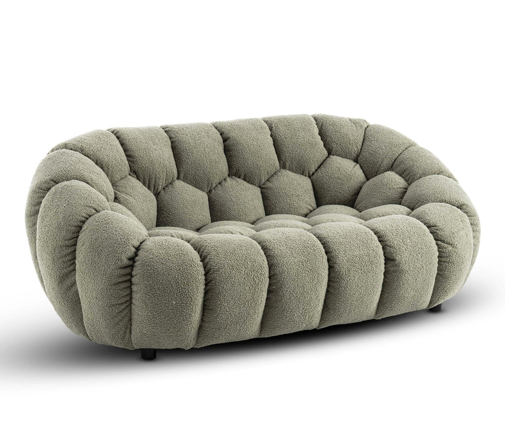 Teddy Boucle Fabric Sage Green Atrani 2 Seater Sofa