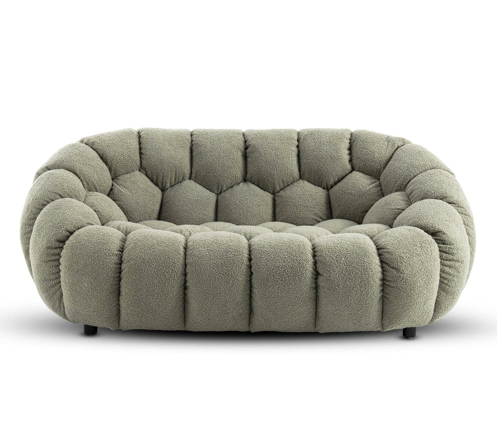 Teddy Boucle Fabric Sage Green Atrani 2 Seater Sofa