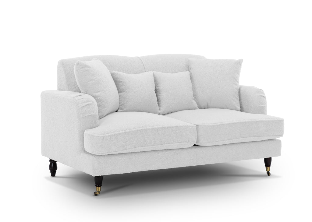 Teddy Boucle Fabric White 2 Seater Ashton Sofa