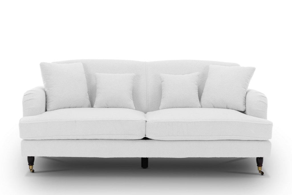 Teddy Boucle Fabric White 3 Seater Ashton Sofa