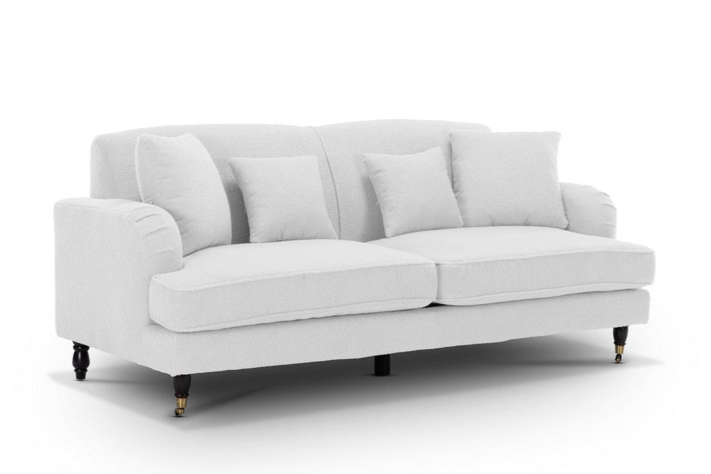 Teddy Boucle Fabric White 3 Seater Ashton Sofa