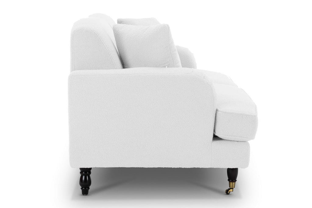 Teddy Boucle Fabric White 3 Seater Ashton Sofa