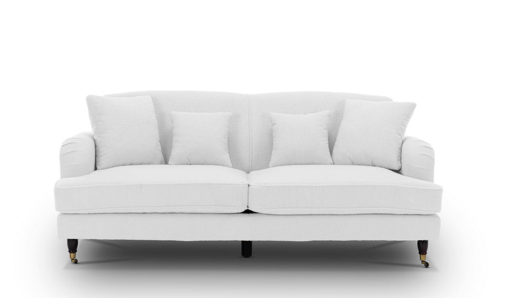 Teddy Boucle Fabric White 3 + 2 Seater Ashton Sofa Set