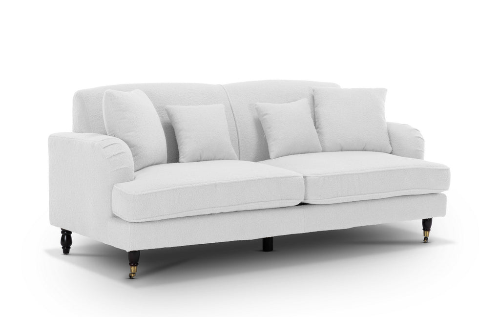 Teddy Boucle Fabric White 3 + 2 Seater Ashton Sofa Set