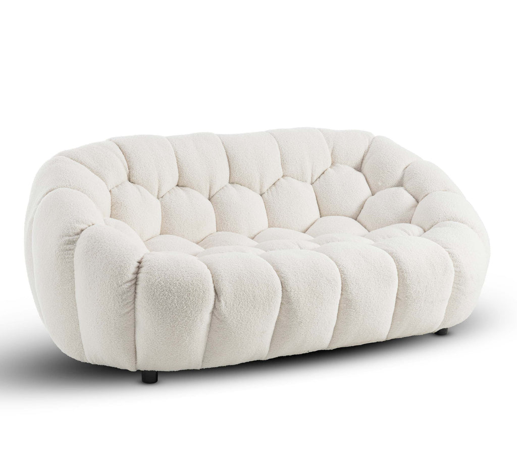 Teddy Boucle Fabric White Atrani 2 Seater Sofa