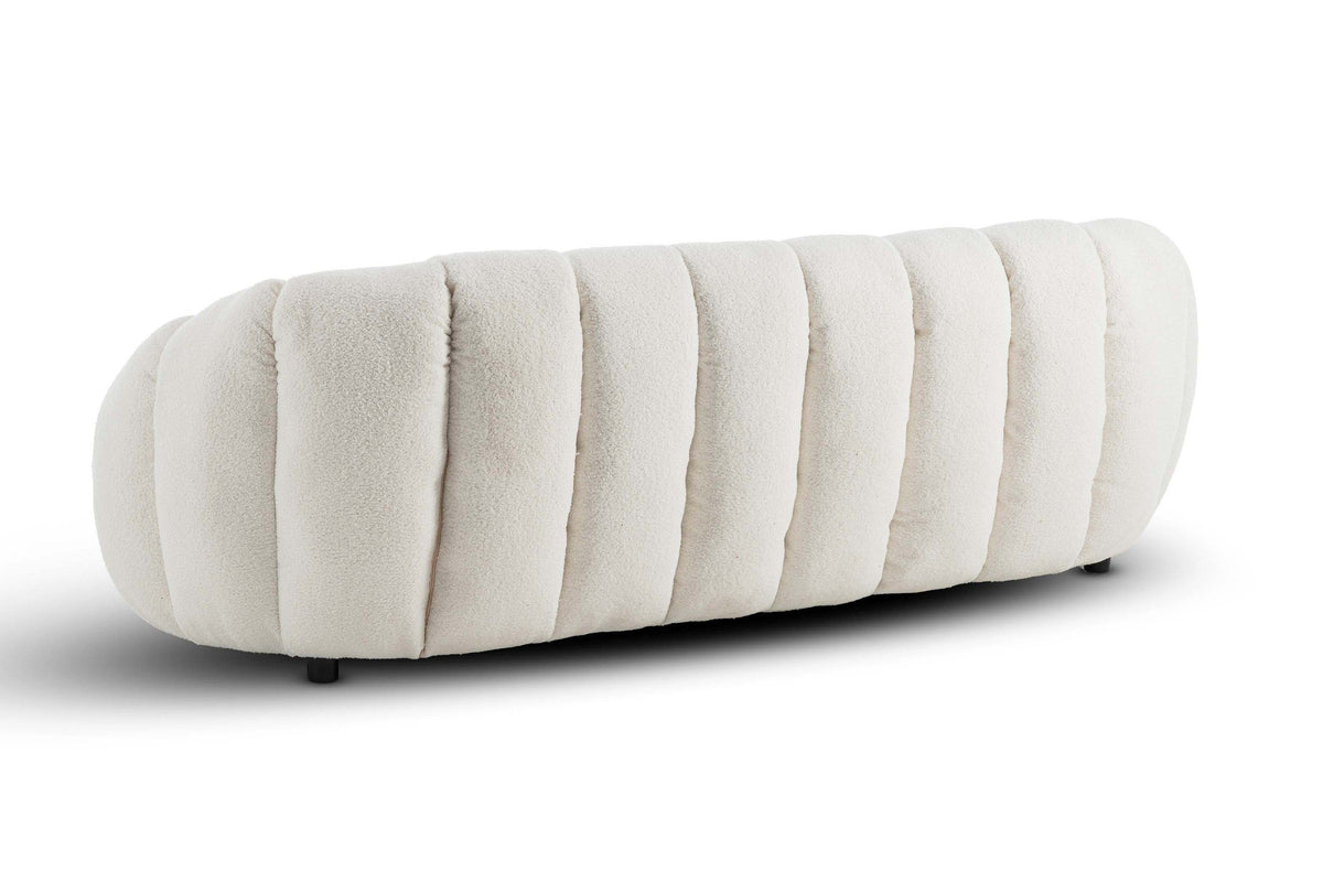 Teddy Boucle Fabric White Atrani 3 Seater Sofa