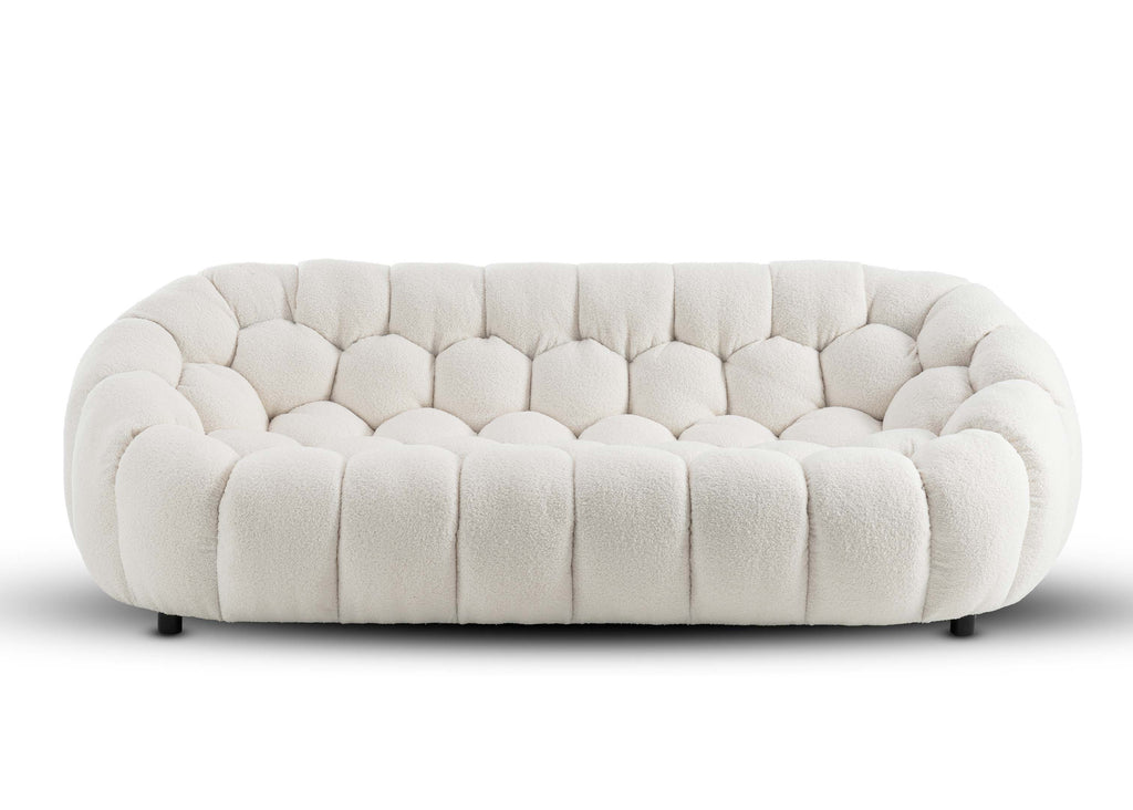 Teddy Boucle Fabric White Atrani 3 Seater Sofa