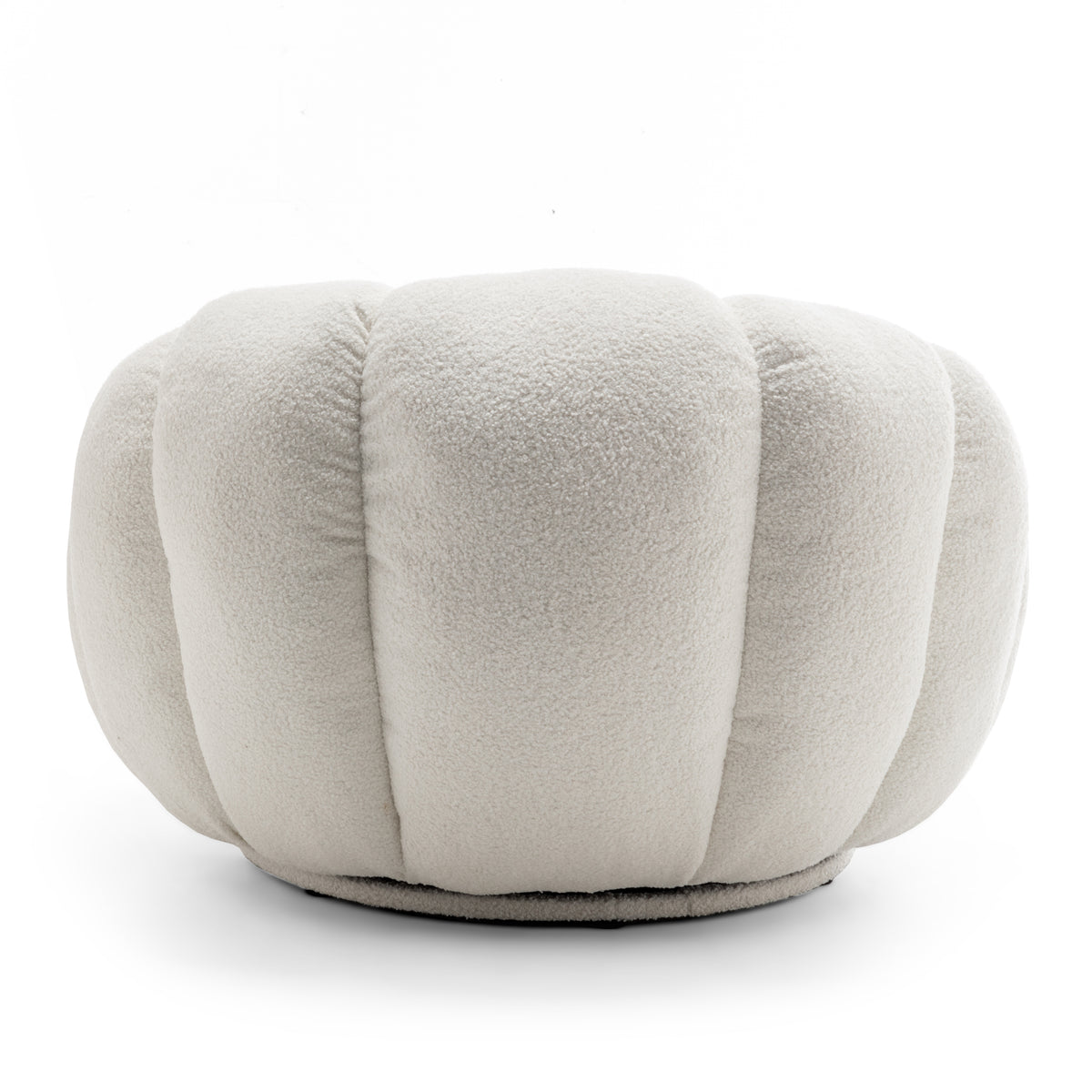 Teddy Boucle Fabric White Mirielle 1 Seater Swivel Sofa with Footstool