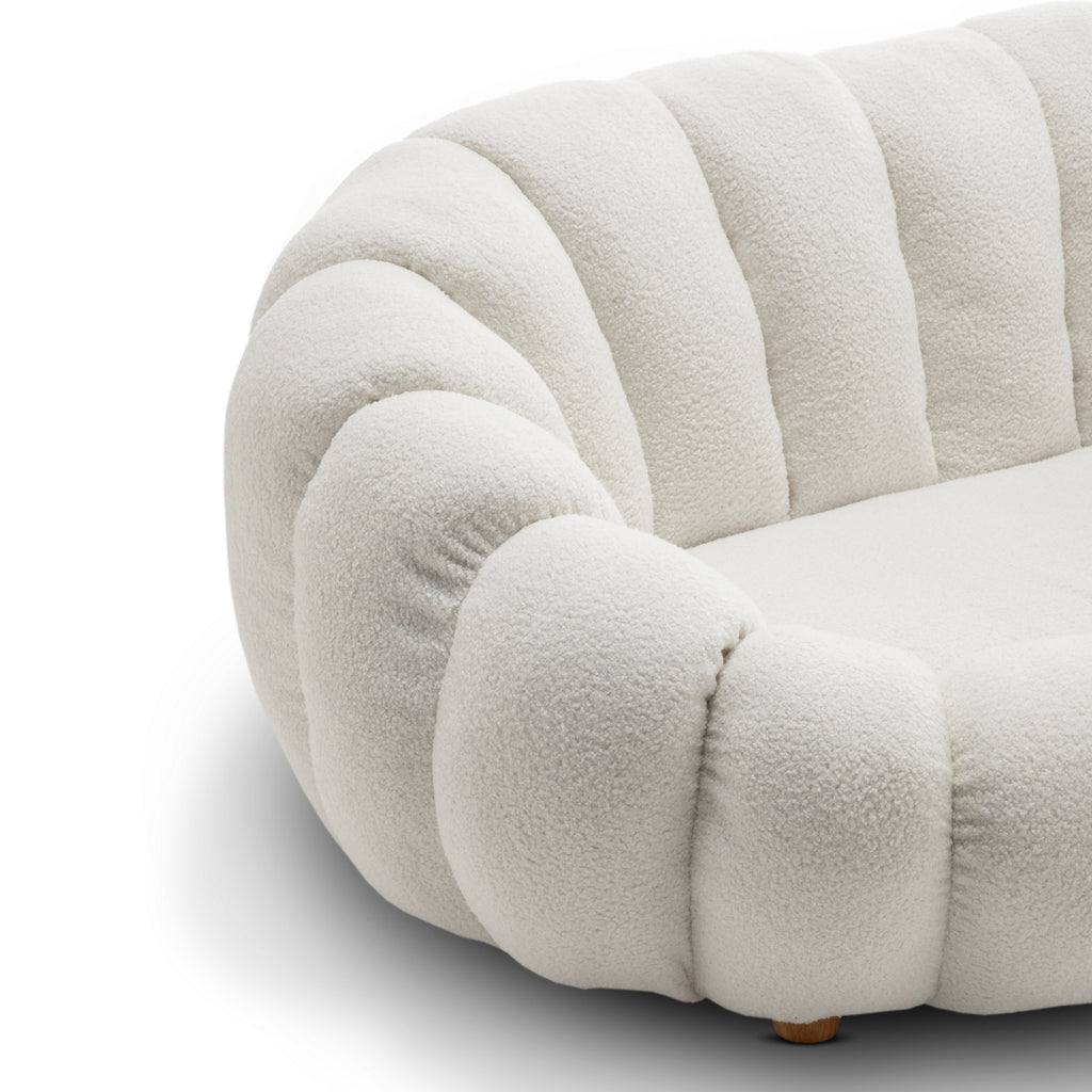 Teddy Boucle Fabric White Mirielle 2 Seater Sofa