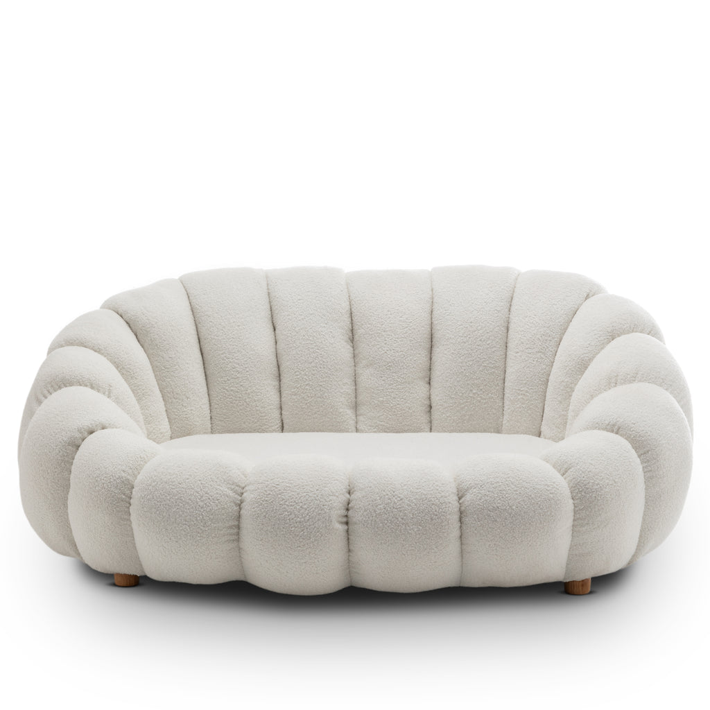 Teddy Boucle Fabric White Mirielle 2 Seater Sofa