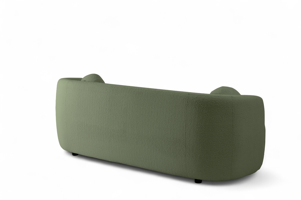 Teddy Boucle Fabric Sage Green Caserta 3 Seater Sofa Back Angle
