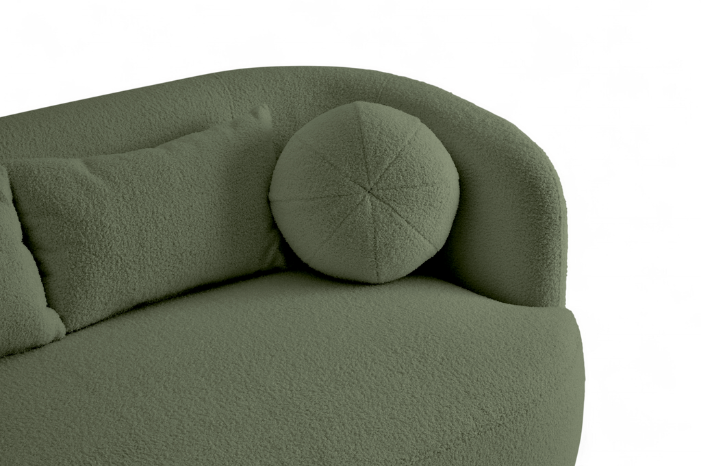 Teddy Boucle Fabric Sage Green Caserta 3 Seater Sofa Closeup
