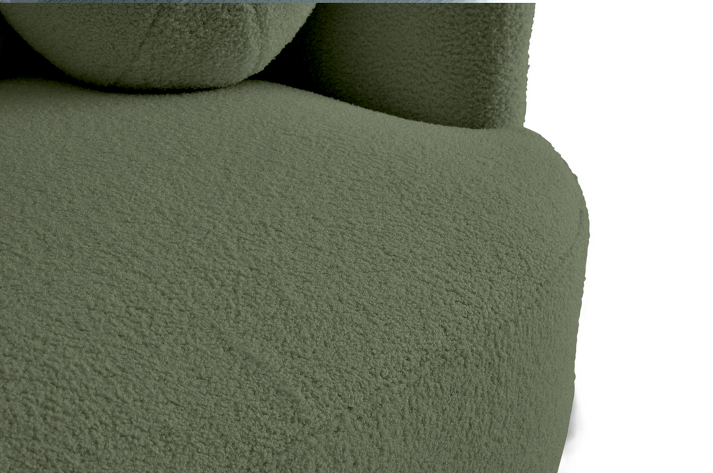 Teddy Boucle Fabric Sage Green Caserta 3 Seater Sofa Closeup 3