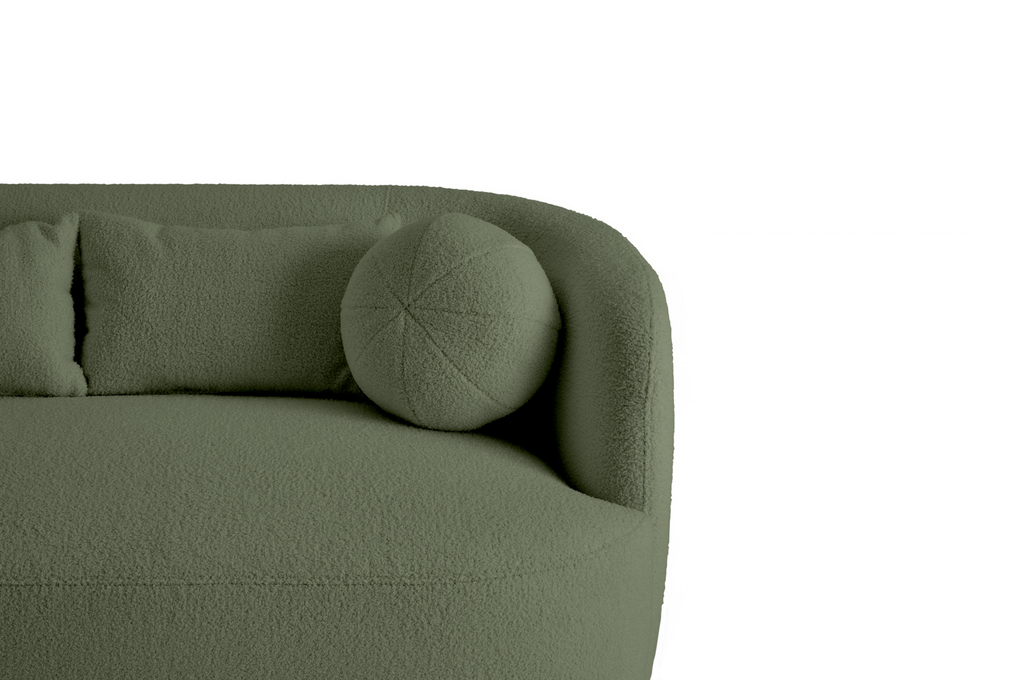 Teddy Boucle Fabric Sage Green Caserta 3 Seater Sofa Closeup 2
