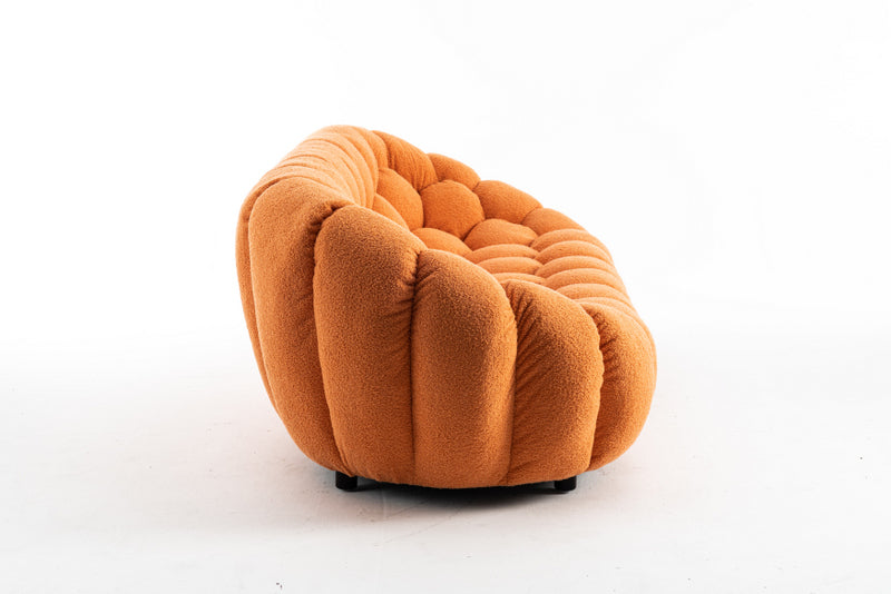 Teddy Boucle Fabric Orange Atrani 3 Seater Sofa