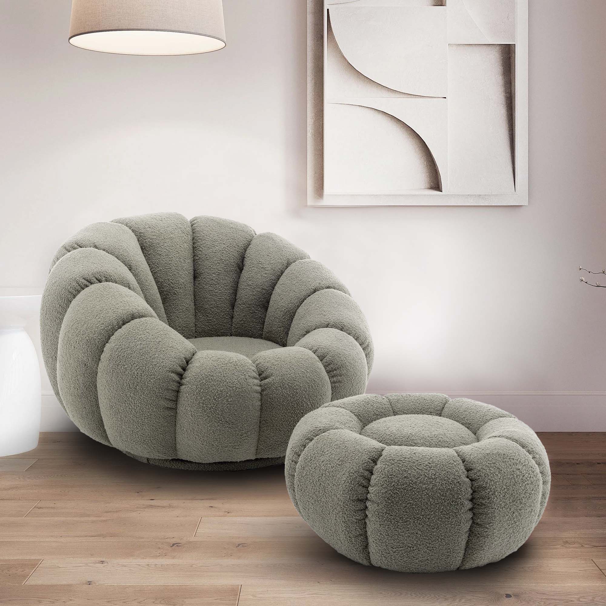 Home › Chairs › Bocule Chairs › Teddy Boucle Fabric Sage Green 1 Seater ...