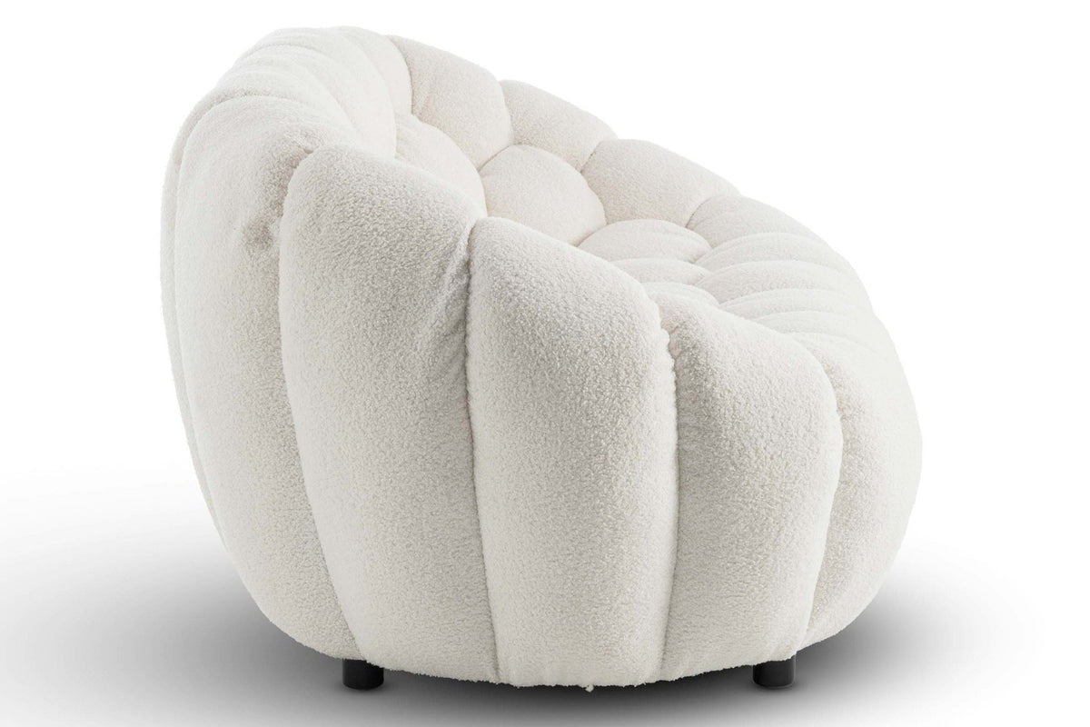Teddy Boucle Fabric White Atrani 2 Seater Sofa