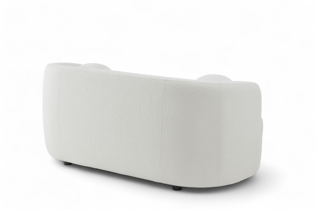 Teddy Boucle Fabric White Caserta 2 Seater Sofa Back Angle