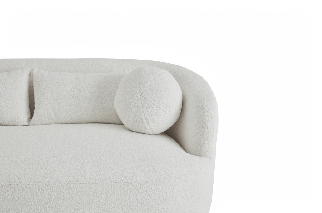 Teddy Boucle Fabric White Caserta 2 Seater Sofa Closeup